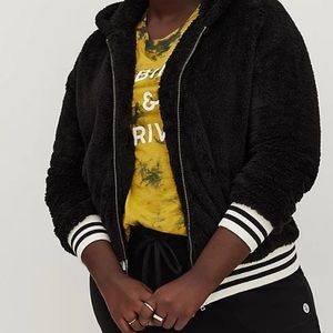 Black Sherpa Bomber Hoodie